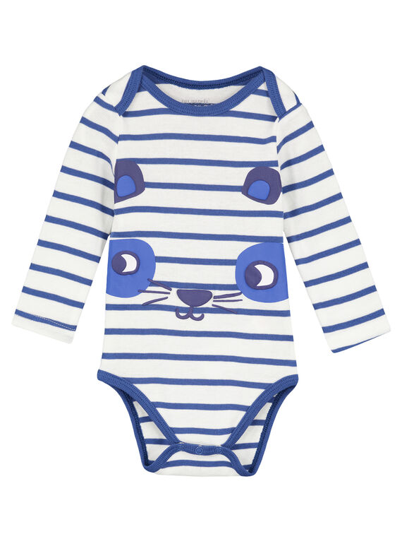 Body de manga larga de rayas de color azul marino para niño recién nacido GEGABODRAY / 19WH14N2BDL001
