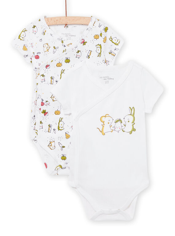 Pack de 2 bodis blancos con estampado de fantasía para recién nacido unisex NOU2BOD3 / 22SF0551BDN000