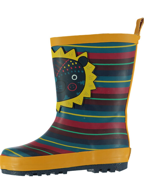 Botas de agua de rayas multicolores y estampado de león para bebé niño GBGBPRAY / 19WK38G2D0C010
