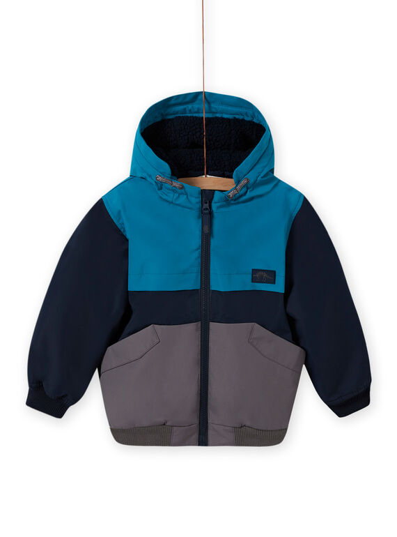 Cazadora tricolor con capucha para niño MOGROBLOU3 / 21W90252BLOC243