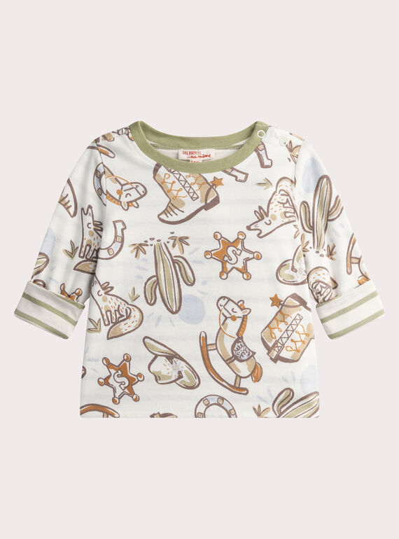 Camiseta reversible color crudo con motivos para bebé niño WULANTEE1 / 25SG1044TML001