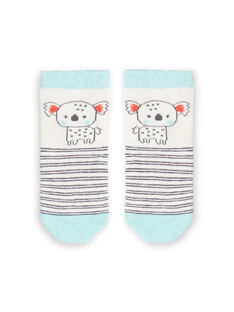 Calcetines de rayas de color blanco y celeste para bebé niño LYUPOECHO1 / 21SI10Y1SOQ001