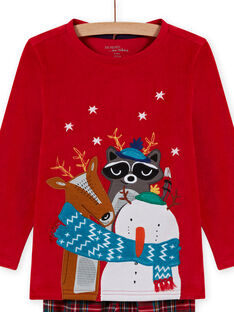 Pijama rojo de terciopelo con estampado de fantasía de Navidad para niño MEGOPYJNOANI / 21WH12F1PYJ505