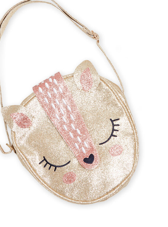 Bandolera dorada con estampado de cierva para niña MYANOBAG / 21WI01Q1BESK008