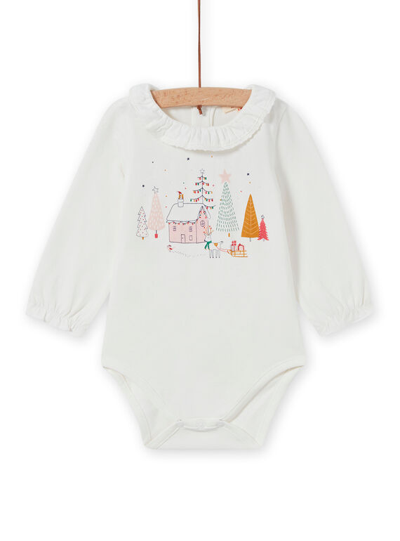 Body con cuello de gasa y estampado de Navidad para bebé niña MINOBOD / 21WG09Q1BOD001