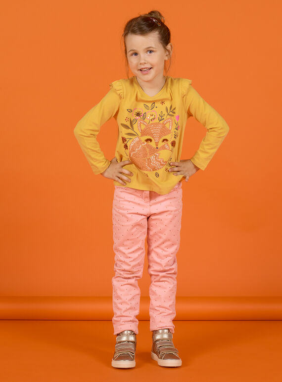 Pantalón de color rosa viejo de lunares para niña MASAUPANT2 / 21W901P1PAN303