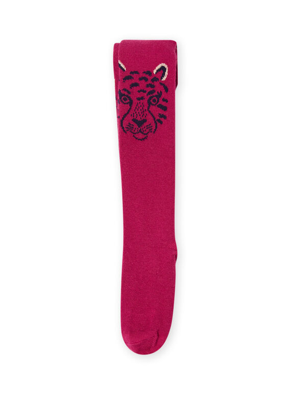 Leotardos de color rosa con estampado de tigre para niña MYATUCOL2 / 21WI01K1COLD312