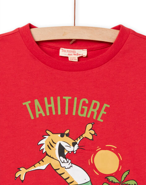 Camiseta roja con estampado de tigre surfero para niño NOJOTI6 / 22S902C2TMCF524