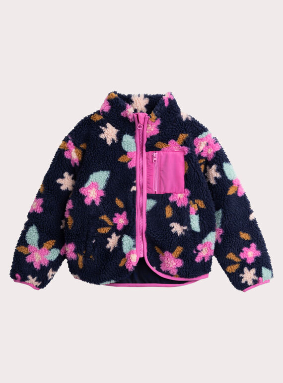 Chaleco de sherpa marino con estampado floral para niña VAJOCARF1 / 24W901H1CAR070
