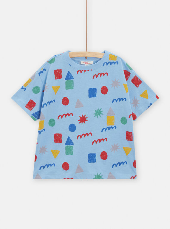 Camiseta de color azul con estampado geométrico para niño TOCLUTI4 / 24S902O2TMCC227
