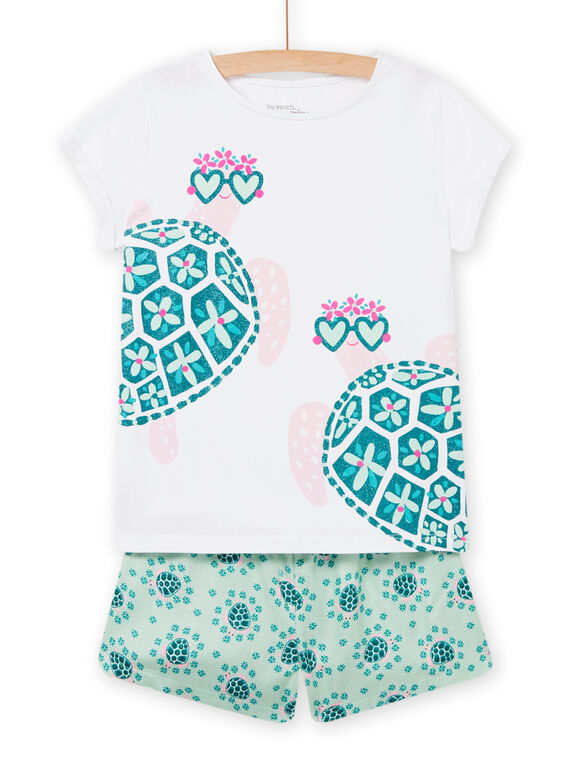 Pijama blanco, azul y rosa para niña NEFAPYJTUR / 22SH11HBPYJ000