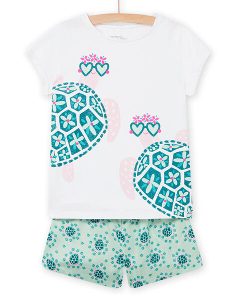 Pijama blanco, azul y rosa para niña NEFAPYJTUR / 22SH11HBPYJ000