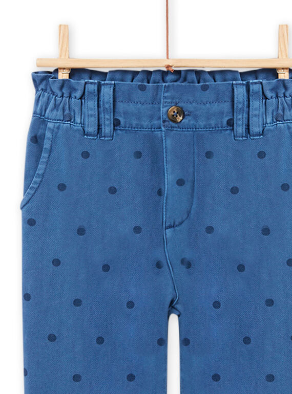 Pantalón paperbag twill azul con estampado de fantasía para niña NAGAPANT / 22S901O1PANC220