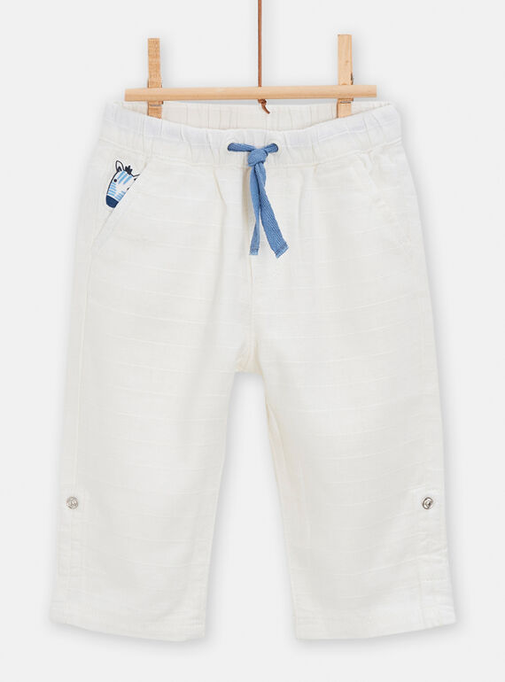 Pantalón blanco para bebé niño TUPOPAN2 / 24SG10M2PAN000