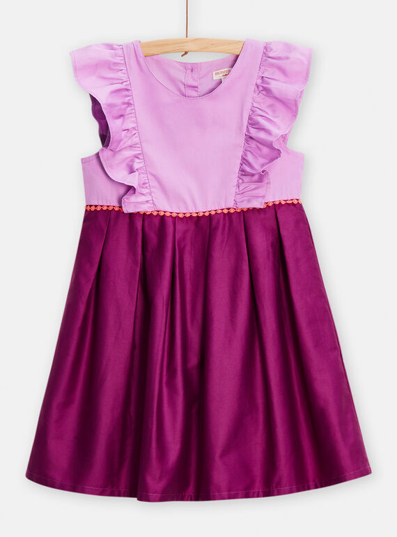 Vestido bicolor violeta para niña TAPAROB4 / 24S90123ROB326