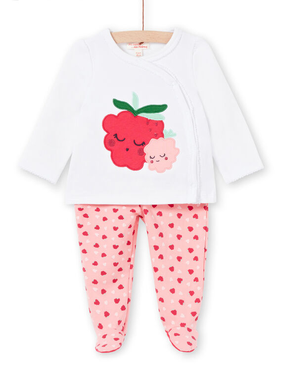 Pijama de muletón cepillado con estampado de frambuesa para bebé niña LEFIPYJFRA / 21SH1351PYJD308