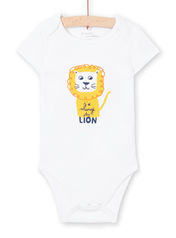 Body blanco de manga corta con estampado de león para bebé niño MEGABODLIO / 21WH14B4BDL000
