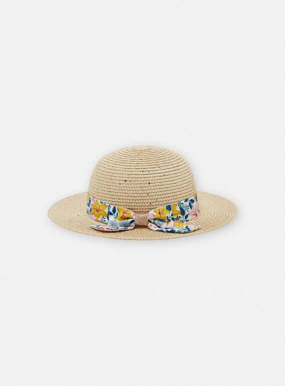 Sombrero formal de color natural de paja para niña TYAJOHAT1 / 24SI01E3CHA009