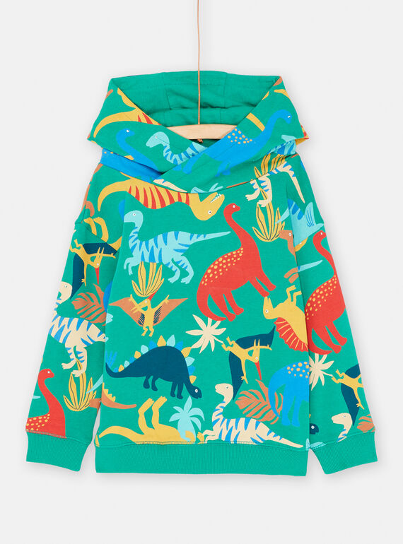 Sudadera con capucha verde con estampado de dinosaurio para niño SOVERSWE / 23W902J1SWE600