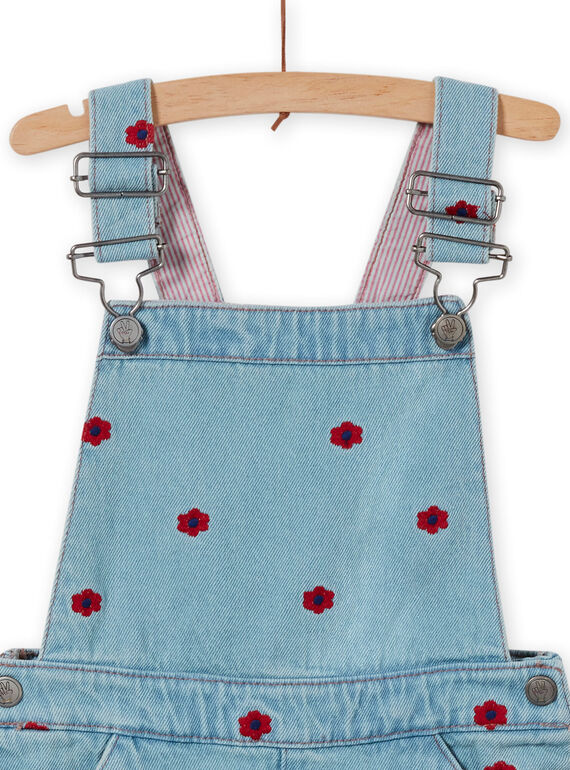Vestido-peto vaquero bordado para niña LAHAROB1 / 21S901X2ROBP272