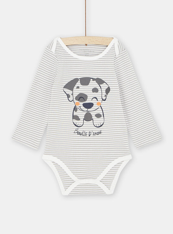 Body blanco y gris con estampado de perro para bebé niño SEGABODCHIO / 23WH1465BDLJ917