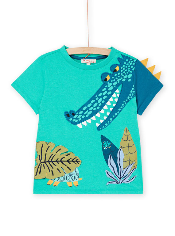 Camiseta verde con estampado de cocodrilo y tortuga ROBALTI4 / 23S902W5TMCG607