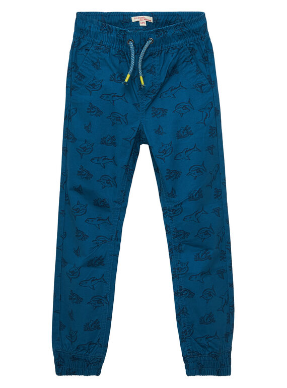 Pantalón ajustado al tobillo de color turquesa oscuro con estampado para niño JOBOPAN / 20S902H1PANC219