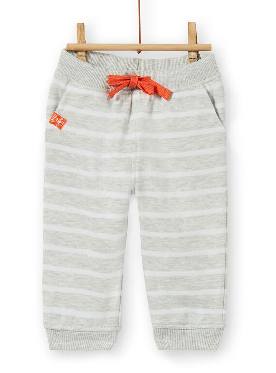 Pantalón de color gris jaspeado y blanco de rayas para bebé niño LUJOPAN4 / 21SG1031PAN943