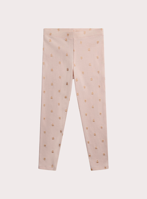 Leggings rosa con estampado brillante para niña XYAJOLEG3 / 25WI01E5CALD319