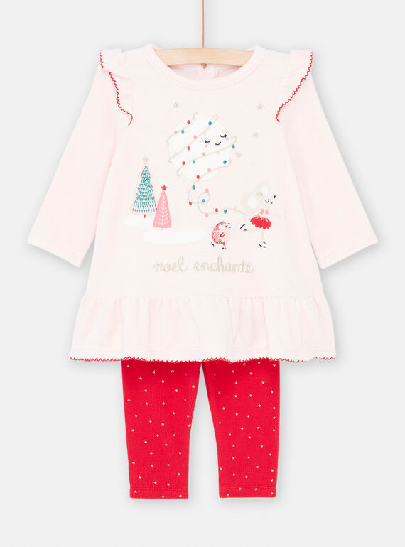 Pijama de Navidad rosa pastel para bebé niña SEFIPYJNO / 23WH13T1PYJD326
