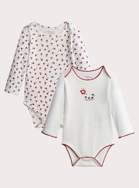 Lote de 2 body de manga larga con estampado de flores pequeñas para niña  VEFIBODFLE / 24WH1382BDL001