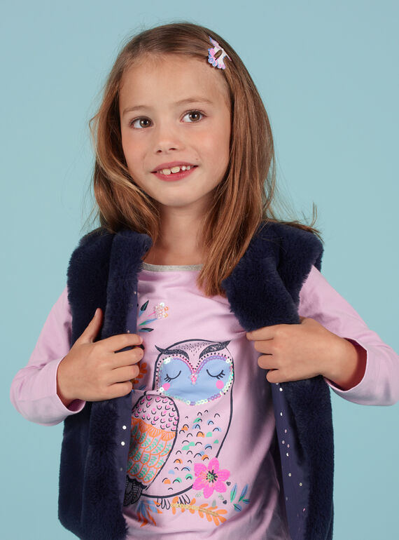 Chaleco reversible de pelo artificial de color azul noche para niña MAPLACAR1 / 21W901O2CARC202