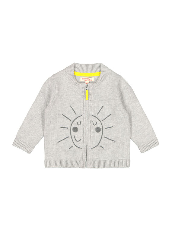 Cárdigan con cremallera de color gris para bebé niño FUJOGIL1 / 19SG1031GILJ908