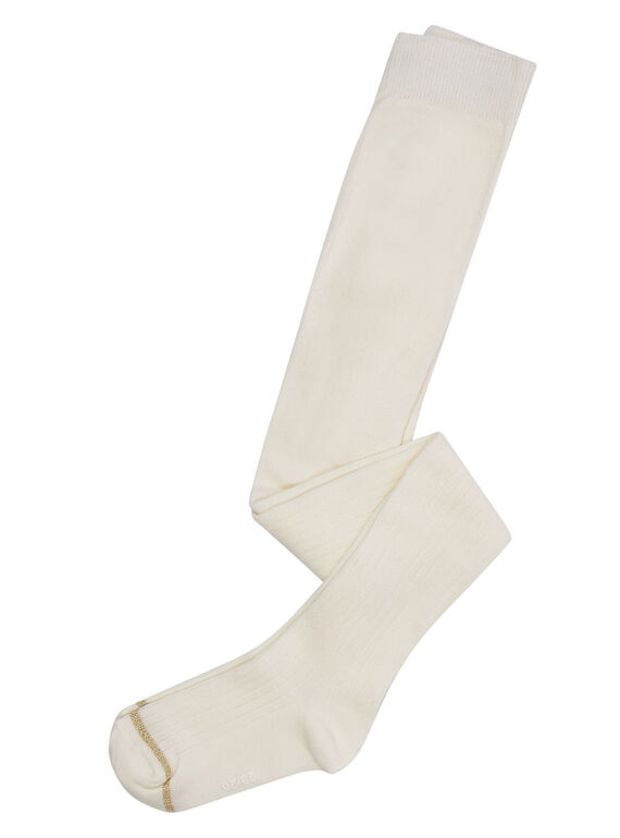 Leotardos de algodón de canalé de color crudo para niña JYAESCOL3 / 20SI0161COL001
