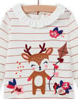 Camiseta de rayas con cuello avolantado y estampado de ciervo para bebé niña MIFUNBRA / 21WG09M1BRA001