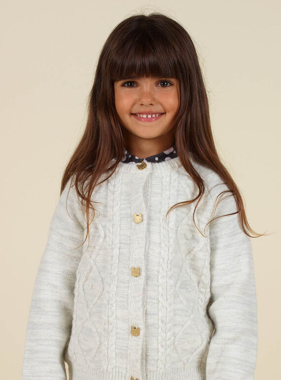 Cárdigan de punto de color crudo con brillo para niña MAHICAR / 21W901U1CAR003