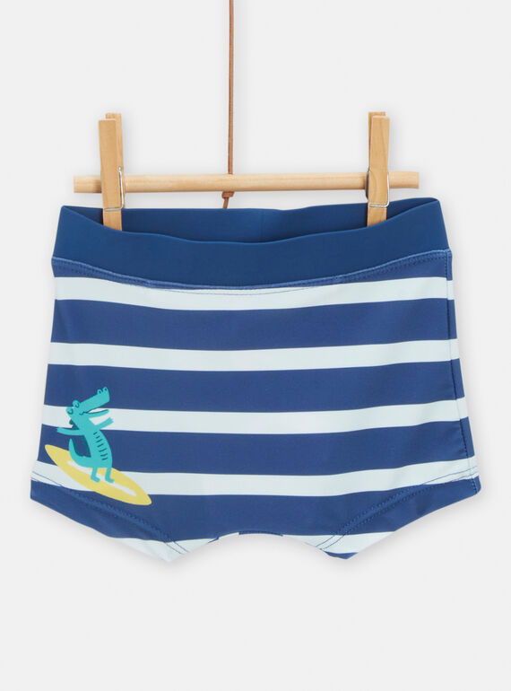 Bañador estilo bóxer de color azul marino con estampado de rayas para bebé niño TYUMERUV1 / 24SI10G3MAI070