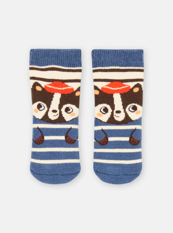 Calcetines de color azul, marrón y crudo con estampado de rayas para bebé niño SYULOCHO2 / 23WI10N1SOQ802