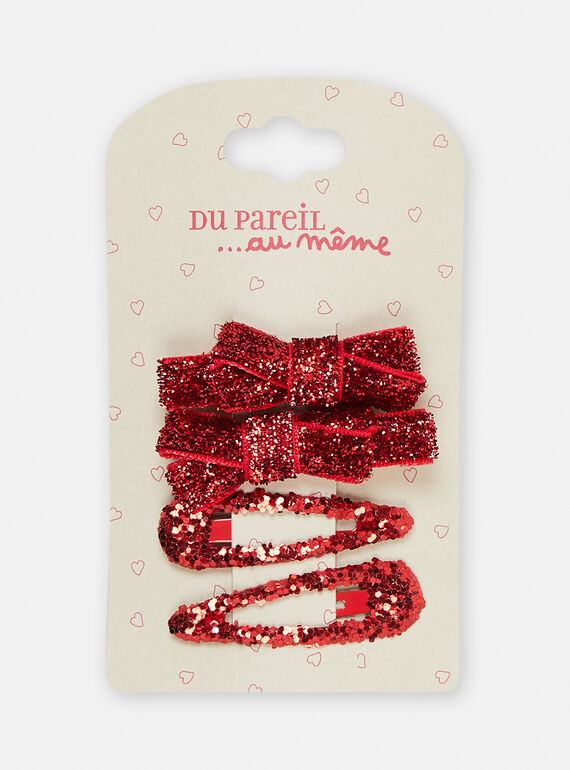 Pack de 4 horquillas rojo brillante para niña SYAJOCLIP9 / 23WI01S2BRTF529