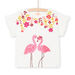 Camiseta de color crudo con estampado de flamencos y flores, para niña