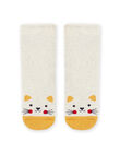Calcetines de color beige jaspeado con estampado de gato para bebé niño MYIJOSOQB2 / 21WI0916SOQA011