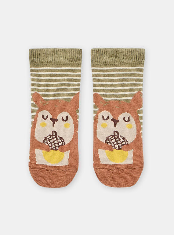 Calcetines verde oliva con estampado de erizo para bebé niño SYUCOUCHO / 23WI10B3SOQ633