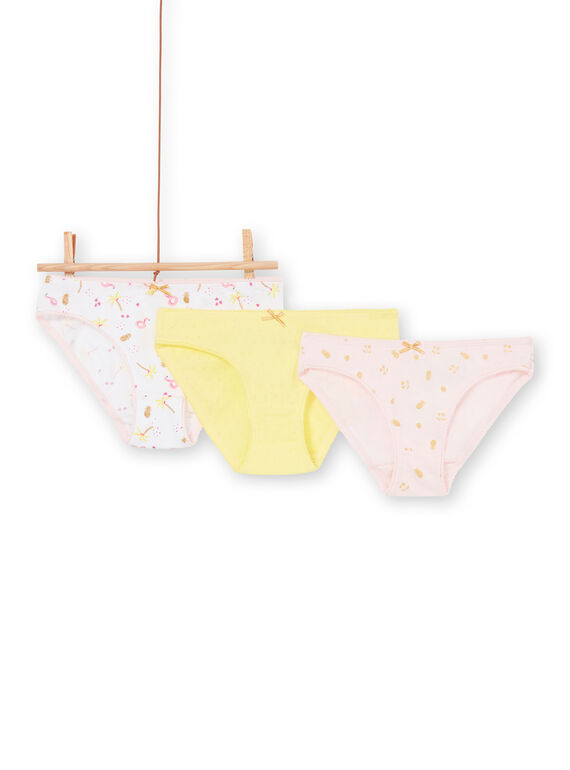 Pack de 3 braguitas de color rosa y amarillo, para niña LEFALOTJAU / 21SH11G1D5L000