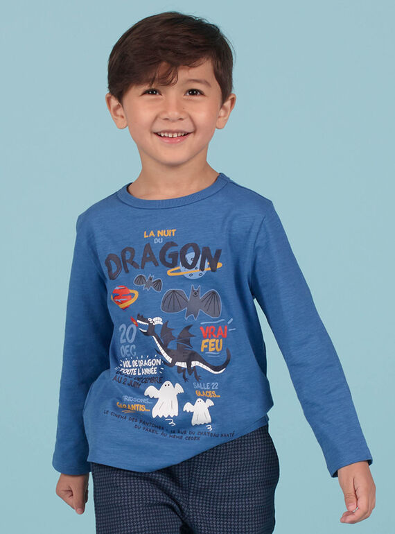 Camiseta azul con estampado de dragón para niño MOPLATEE2 / 21W902O1TML221