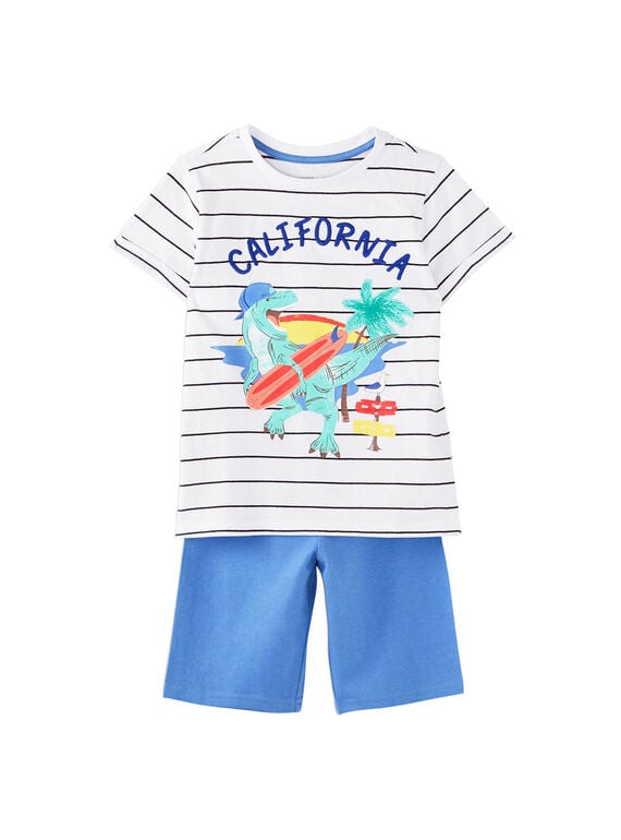 Pijama corto de color azul y crudo para niño JEGOPYCALI / 20SH12U3PYJ001