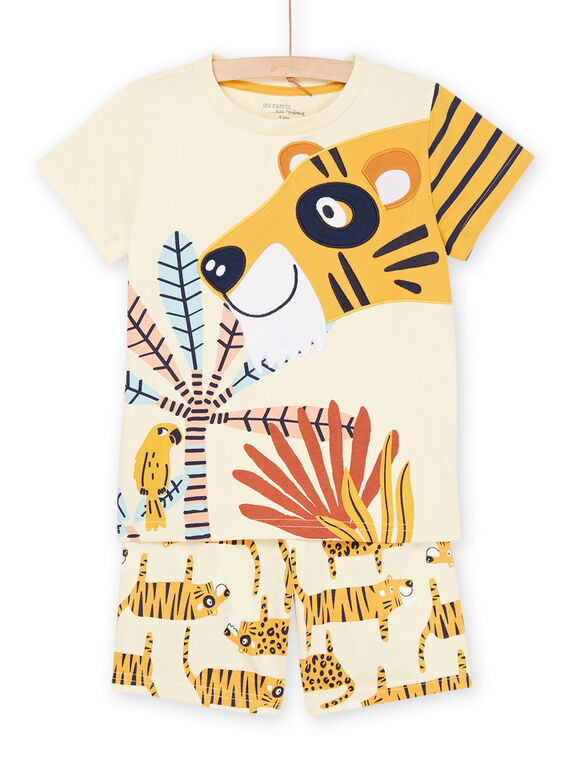 Pijama amarillo pastel con detalles y estampado de tigres REGOPYCTIG / 23SH12H9PYJ103