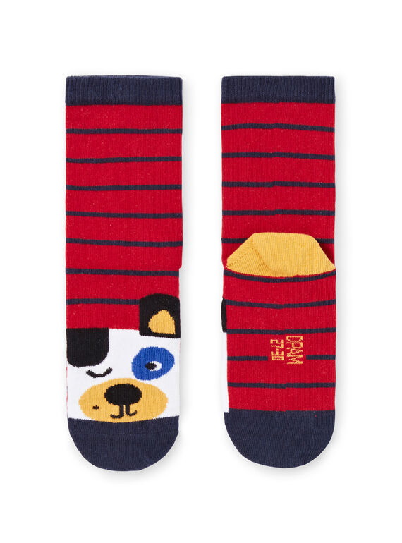 Calcetines de rayas y estampado de perros para niño MYOMIXCHO / 21WI02J1SOQ505
