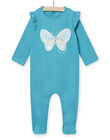 Pelele turquesa con estampado de mariposa para bebé niña NEFIGREPAP / 22SH13G6GREC216
