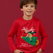 Camiseta navideña roja con bordado para niño