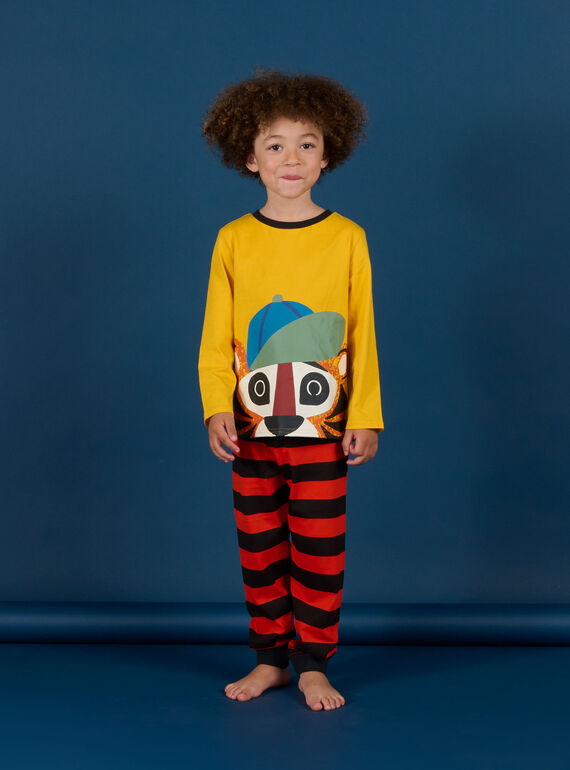 Pijama largo con estampado de tigre 3 prendas PEGOPYJMAN3 / 22WH1263PYGB114